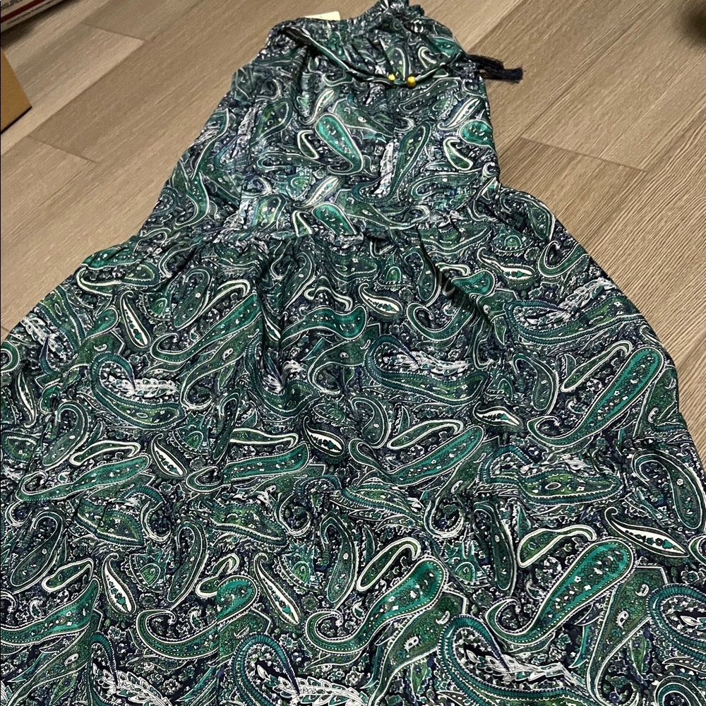 Boho Paisley Print Green and Blue pants - Picture 7 of 9